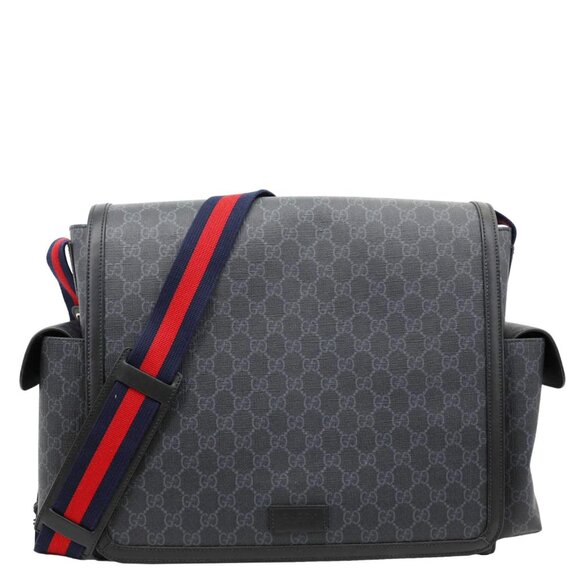 Gucci  Diaper GG Supreme Canvas Messenger Bag Black 495909 - Picture 1 of 15